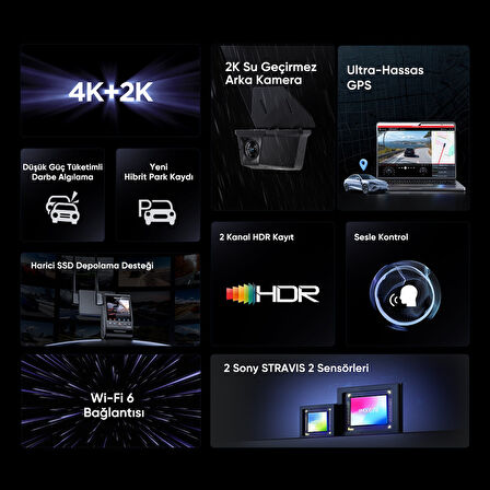 Viofo A329SW 2 Kameralı Ön ve Dış Arka Su Geçirmez 4K 60FPS+2K Sony STARVIS 2 Sensör GPS'li Araç Kamerası
