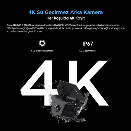 Viofo RWE800 A229 Ultra Uyumlu 4K Ultra HD IP67 Su Geçirmez Dış Arka Kamera