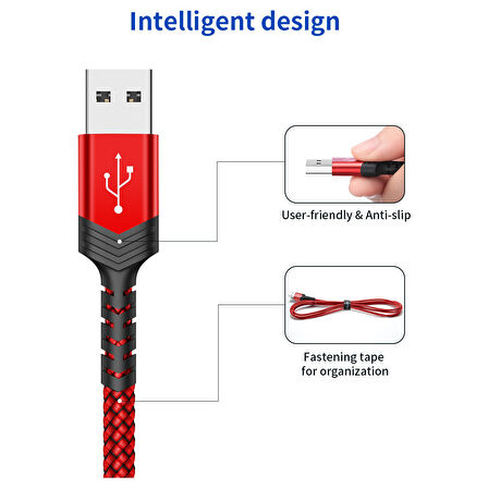 Jsaux Profesyonel Serisi  USB To Type-C 3 Amper Hızlı Şarj ve Data Kablosu iPhone 15 Serisi Ve Android Usb-C girişli cihazlar ile Uyumlu 1 Metre CC0011 Kırmızı