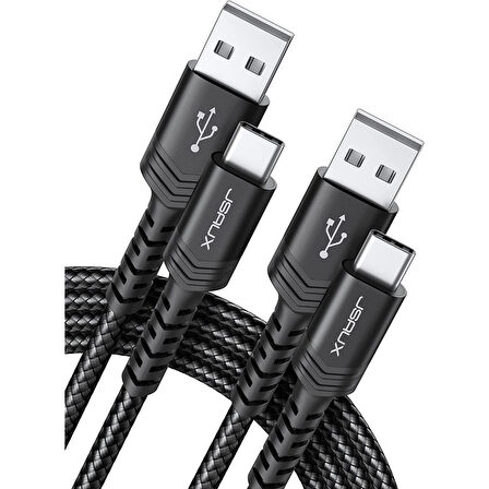 Jsaux Premium Serisi 2 Metre Uzun 60 wATT CC0011 Siyah Usb-A To Type-C  3 Amper 60 Watt Hızlı Şarj ve Data Aktarım Kablosu iPhone 15 , 16 serisi ve type-c girişli cihazlar ile tam uyumlu