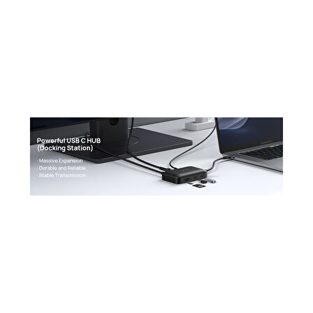 Jsaux MP02 7in1 Type-C Pd Hub 100W Şarj HDMI 2 x USB 3.0 Sd Tf Kart Okuyucu RJ45 + Kablo Seti Dönüştürücü Çevirici Adaptör Hub