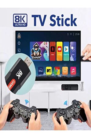 36500 Oyunlu Atari 5g 8k HDR Ultra HD 64 GB Tv Box + Game Box Android Tv + Oyun Konsolu 2 in1