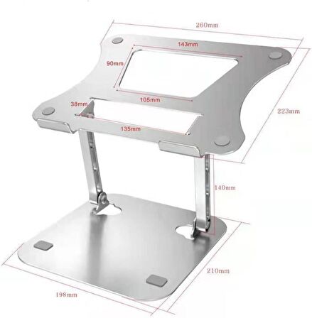 10" - 17.3" Katlanabilir Tüm Modellerle Uyumlu Ayarlanabilir Laptop Tablet Standı Notebook Yükseltici