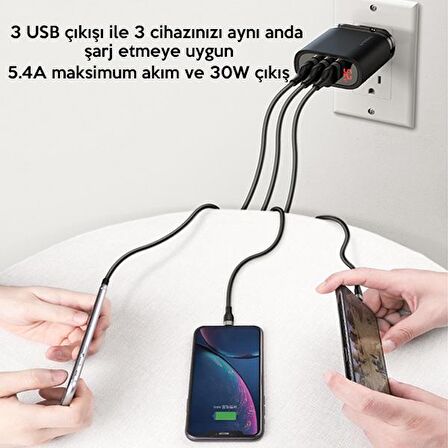 Kuula Mirror USB 30 Watt Hızlı Şarj Adaptörü Siyah