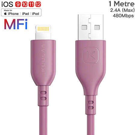 KUULAA 1M MFI Sertifikalı 2.4A İPhone 11,11Pro XS XR-8 Usb kablo