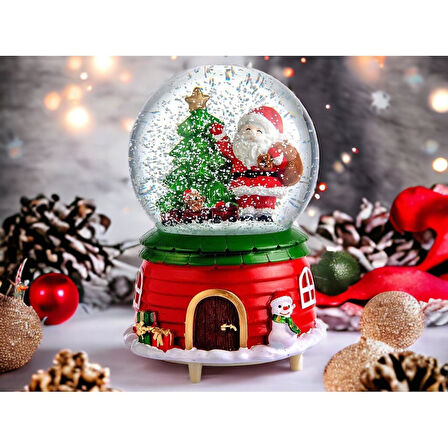 Yılbaşı Yeniyıl Hediyelik Büyük Boy Püskürtmeli Kar Küresi NOEL BABA Yılbaşı Hediyesi Üflemeli Kar Küresi