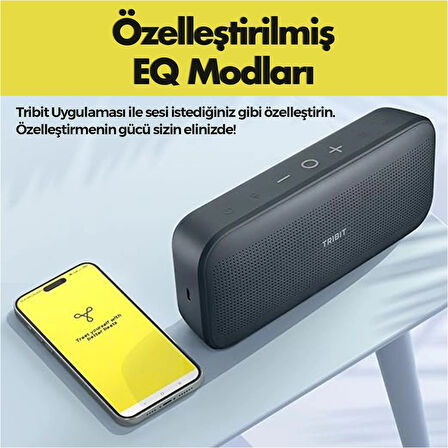 Tribit Stormbox Flow 25W 30 Saat Oynatma Süresi IP67 Su Geçirmez Powerbank Özellikli Taşınabilir Bluetooth Hoparlör Siyah