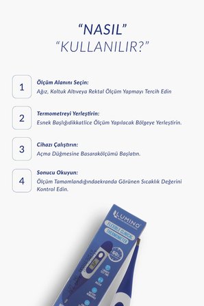 Lumino Esnek Uçlu Dijital Ateş Ölçer - Sesli Uyarı & Hafızalı - Bebek ve Yetişkin İçin Termometre