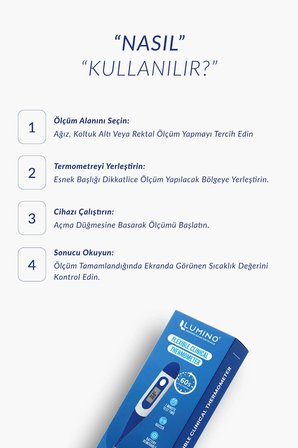 Lumino Esnek Uçlu Dijital Ateş Ölçer 2'li Set - Sesli Uyarı & Hafızalı Termometre - Bebek & Yetişkin