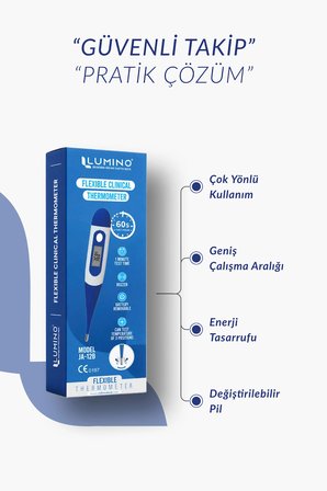 Lumino Esnek Uçlu Dijital Ateş Ölçer 2'li Set - Sesli Uyarı & Hafızalı Termometre - Bebek & Yetişkin