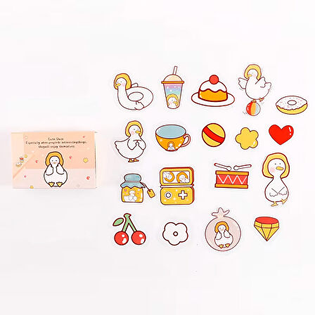 Sevimli Ördek Temalı 40 Adet PET Sticker Seti • Bullet Journal (GGK-ZU001)