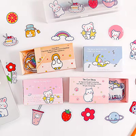 Sevimli Ördek Temalı 40 Adet PET Sticker Seti • Bullet Journal (GGK-ZU001)