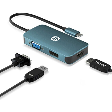 HP DHC-CT200  USB C to HDMI+VGA+DP Dönüştürücü Adaptör