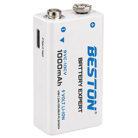 Beston 9VC-10CV 9V 1000Mah Type-C Şarj Edilebilir Li-Ion Lityum Pil Ve Şarj Kablosu