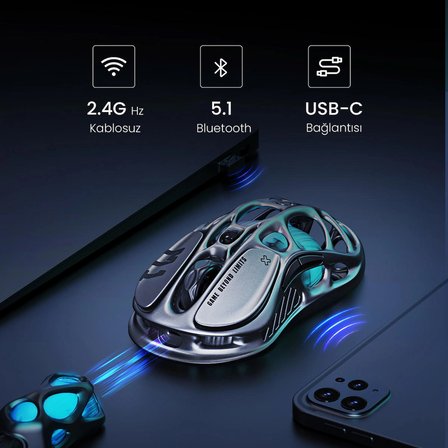 GravaStar Mercury M1 Pro Gri Süper Hafif Kablosuz Gaming Mouse