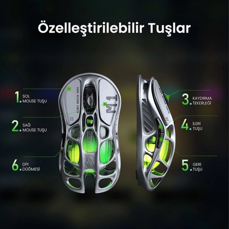 GravaStar Mercury M1 Pro Gri Süper Hafif Kablosuz Gaming Mouse