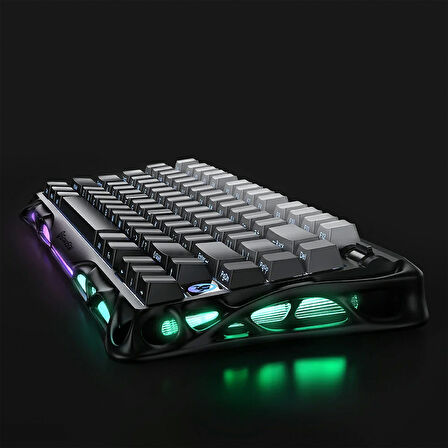 GravaStar Mercury K1 RGB Kablosuz Mekanik Gaming Klavye, Alüminyum Çerçeveli, İngilizce Q, Siyah