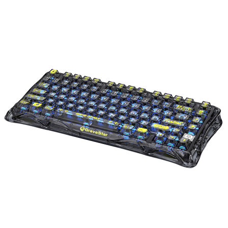 GravaStar Mercury K1 Lite RGB Kablosuz Mekanik Gaming Klavye, İngilizce Q, Transparan Siyah