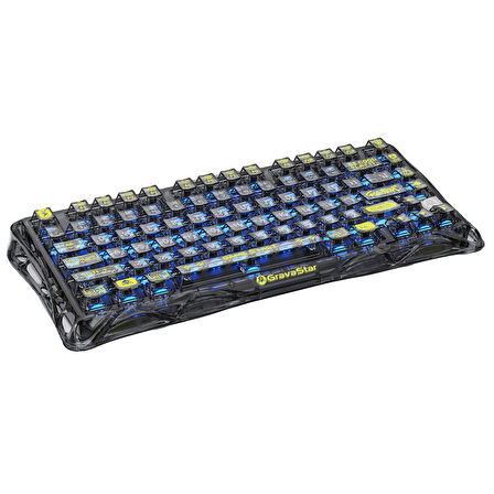 GravaStar Mercury K1 Lite RGB Kablosuz Mekanik Gaming Klavye, İngilizce Q, Transparan Siyah