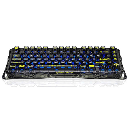 GravaStar Mercury K1 Lite RGB Kablosuz Mekanik Gaming Klavye, İngilizce Q, Transparan Siyah