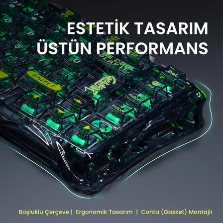 GravaStar Mercury K1 Lite RGB Kablosuz Mekanik Gaming Klavye, Türkçe Q, Transparan Siyah