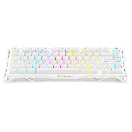 GravaStar Mercury K1 Lite RGB Kablosuz Mekanik Gaming Klavye, İngilizce Q, Beyaz