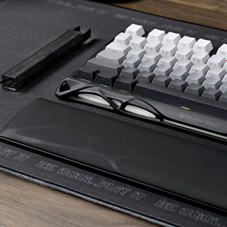 GravaStar Klavye Bilek Desteği, Ergonomik, Kaymaz Tabanlı, PU Deri Yüzeyli Bilek Destek Pedi, Siyah