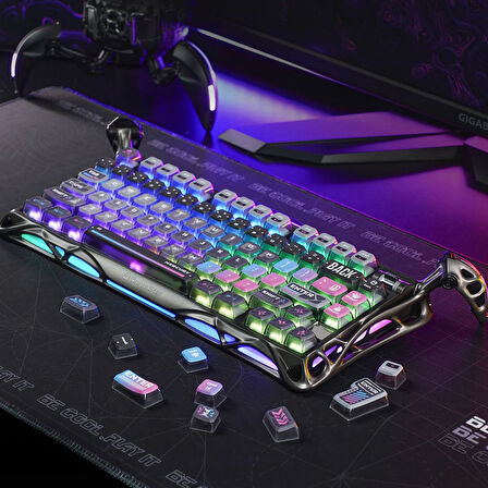 GravaStar Mekanik Oyuncu Klavyesi Tuş Takımı Seti, Mekanik Klavye ile Uyumlu Tuşlar, Cyberpunk