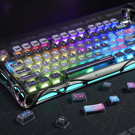 GravaStar Mekanik Oyuncu Klavyesi Tuş Takımı Seti, Mekanik Klavye ile Uyumlu Tuşlar, Cyberpunk
