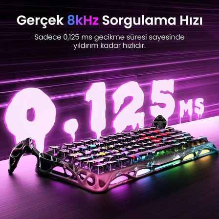 GravaStar Mercury V75 Pro HE Hall Effect Manyetik Switch Gaming Klavye, Hot-Swappable, Rapid Trigger, 8000Hz, 0.125ms Ultra Düşük Gecikme, Kablolu, RGB Işıklı, İngilizce Q, Neon Graffiti