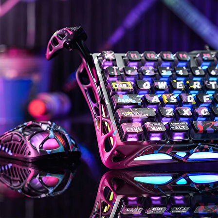 GravaStar Mercury V75 Pro HE Hall Effect Manyetik Switch Gaming Klavye, Hot-Swappable, Rapid Trigger, 8000Hz, 0.125ms Ultra Düşük Gecikme, Kablolu, RGB Işıklı, İngilizce Q, Neon Graffiti