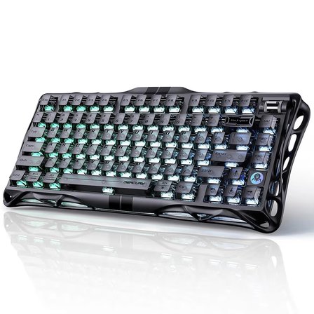 GravaStar Mercury V75 HE Hall Effect Manyetik Switch Gaming Klavye, Hot-Swappable, Rapid Trigger, 8000Hz, 0.125ms Ultra Düşük Gecikme, Kablolu, RGB Işıklı, İngilizce Q, Stealth Black
