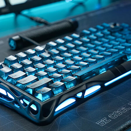 GravaStar Mercury V75 HE Hall Effect Manyetik Switch Gaming Klavye, Hot-Swappable, Rapid Trigger, 8000Hz, 0.125ms Ultra Düşük Gecikme, Kablolu, RGB Işıklı, İngilizce Q, Stealth Black