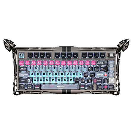 GravaStar Mercury V75 Pro HE Hall Effect Manyetik Switch Gaming Klavye, Hot-Swappable, Rapid Trigger, 8000Hz, 0.125ms Ultra Düşük Gecikme, Kablolu, RGB Işıklı, İngilizce Q, Cyberpunk