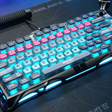 GravaStar Mercury V75 Pro HE Hall Effect Manyetik Switch Gaming Klavye, Hot-Swappable, Rapid Trigger, 8000Hz, 0.125ms Ultra Düşük Gecikme, Kablolu, RGB Işıklı, İngilizce Q, Cyberpunk