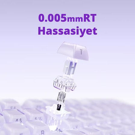 GravaStar Mercury V75 HE Hall Effect Manyetik Switch Gaming Klavye, Hot-Swappable, Rapid Trigger, 8000Hz, 0.125ms Ultra Düşük Gecikme, Kablolu, RGB Işıklı, İngilizce Q, Lavender Purple
