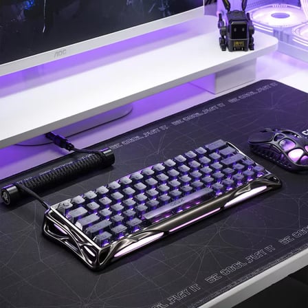 GravaStar Mercury V60 Pro Hall Effect Manyetik Switch Gaming Klavye, Hot-Swappable, Rapid Trigger, 8000Hz, 0.125ms Ultra Düşük Gecikme, Kablolu, RGB Işıklı, İngilizce Q, GunMetal