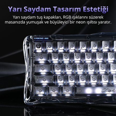 Gravastar Mercury V60 Manyetik Switch Gaming Klavye, Kablolu, İngilizce Q, Onyx Crystal