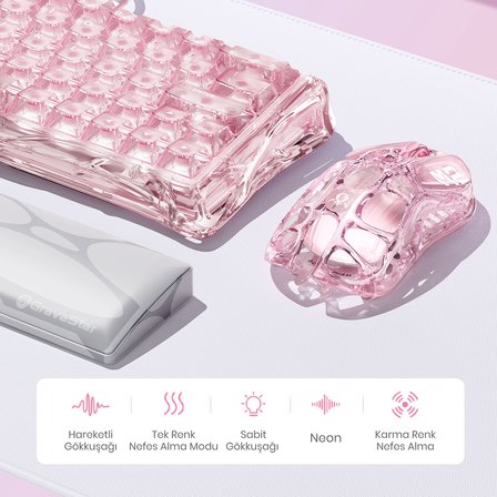 Gravastar Mercury M2 Rgb 26.000 Dpi Optik Gaming Mouse, Kablosuz, Crystal Rose