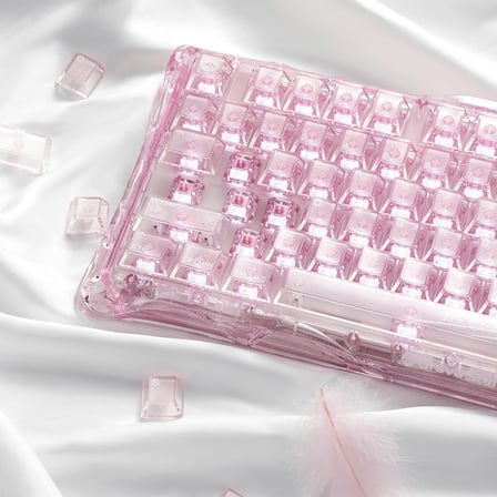 GravaStar Mercury K1 Lite RGB Işıklı Kablosuz Mekanik Gaming Klavye, İngilizce Q, Crystal Rose