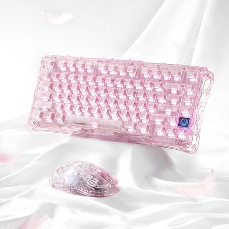 GravaStar Mercury K1 Lite RGB Işıklı Kablosuz Mekanik Gaming Klavye, İngilizce Q, Crystal Rose
