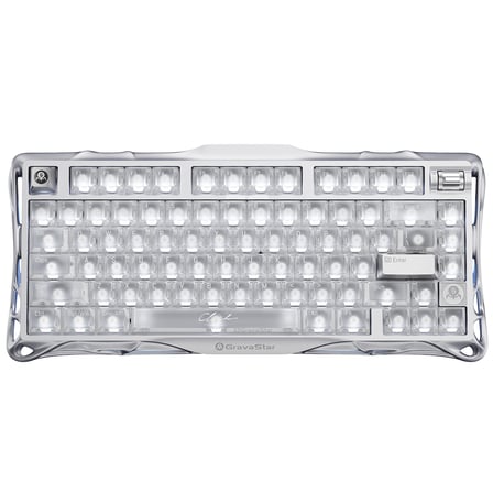 GravaStar Mercury V75 Manyetik Switch Gaming Klavye, Kablolu, İngilizce Q, Silver Frost