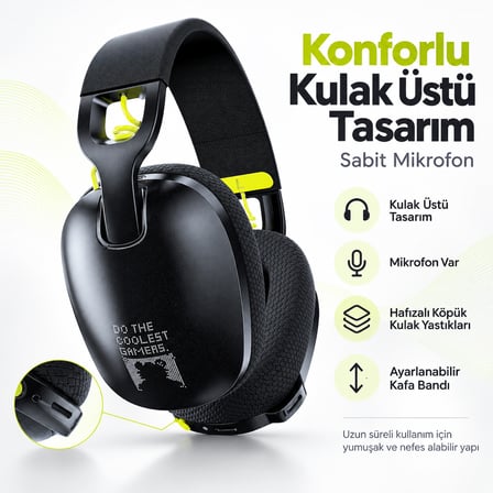 ONIKUMA B2 Black PS5 Uyumlu 3D Surround Kablosuz Gaming Kulaklık