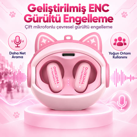 ONIKUMA TX603 Pink TWS Bluetooth Gaming Kulakiçi Kulaklık