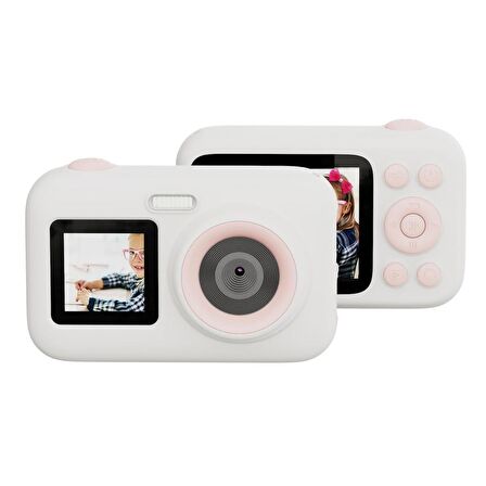 SJCAM FunCam+ Dual Screen H.264 Çocuklar için Fotoğraf Makinesi FullHD 1080p 44MP 2.4” + 1.3" Çift Ekran 650mAh Beyaz