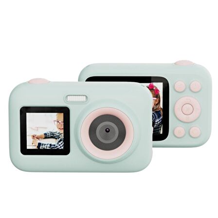 SJCAM FunCam+ Dual Screen H.264 Çocuklar için Fotoğraf Makinesi FullHD 1080p 44MP 2.4” + 1.3" Çift Ekran 650mAh Yeşil