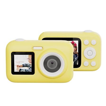 SJCAM FunCam+ Dual Screen H.264 Çocuklar için Fotoğraf Makinesi FullHD 1080p 44MP 2.4” + 1.3" Çift Ekran 650mAh Sarı
