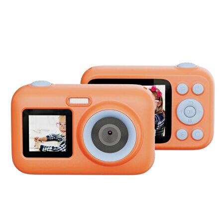 SJCAM FunCam+ Dual Screen H.264 Çocuklar için Fotoğraf Makinesi FullHD 1080p 44MP 2.4” + 1.3" Çift Ekran 650mAh Turuncu