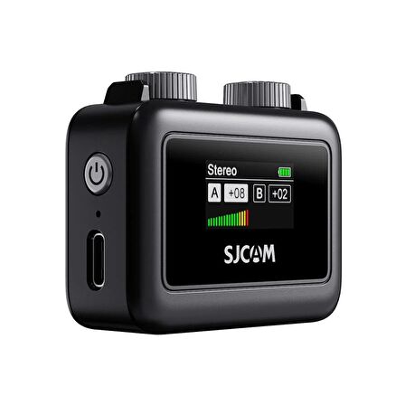 SJCAM M1 WiFi Çift Vericili Gürültü Engelleme 50 Metre Menzil 32 Saat Pil Ömrü 2800mAh Kutu Batarya LCD Ekran Minimal Tasarım Kablosuz Mikrofon Siyah