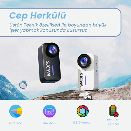 SJCAM C110+ 4K WiFi f1.8 20MP 170° 6 Eksenli Jiroskop IP65 30 Metre Su Geçirmez Mini Aksiyon Kamerası Siyah